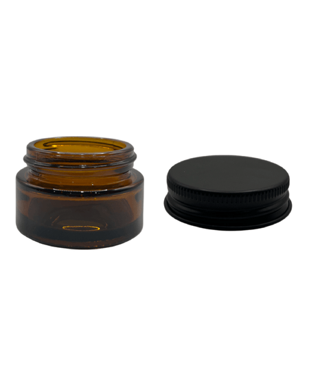 20ml Amber Glass Jar and Matte Black Aluminium Lid
