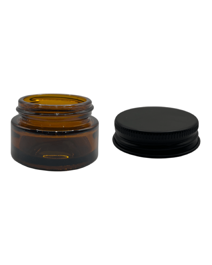 20ml Amber Glass Jar and Matte Black Aluminium Lid