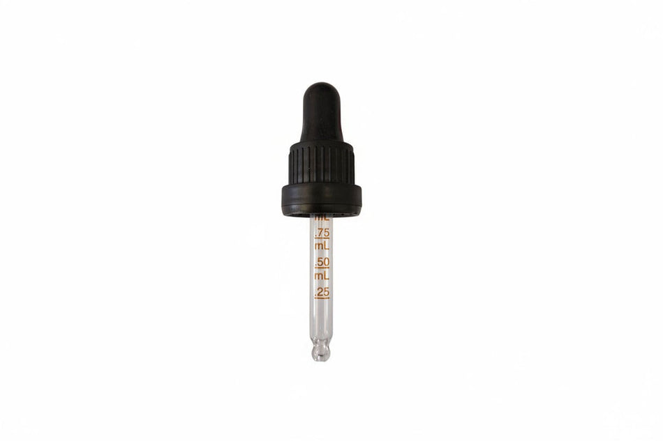 20ml Black Graduated Etched Tamper Evident Ball End Dropper Pipette (Type III) DIN18