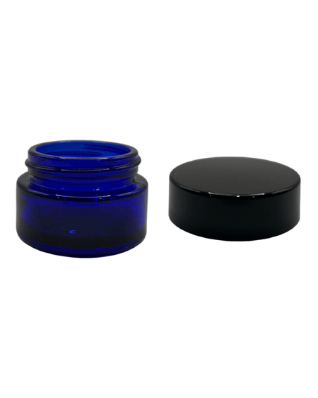 20ml Blue Glass Jar with Black ABS Lid