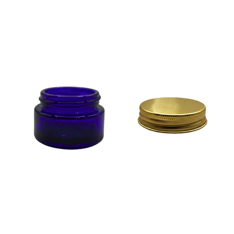 20ml Blue Glass Jar With Gold Aluminium Lid