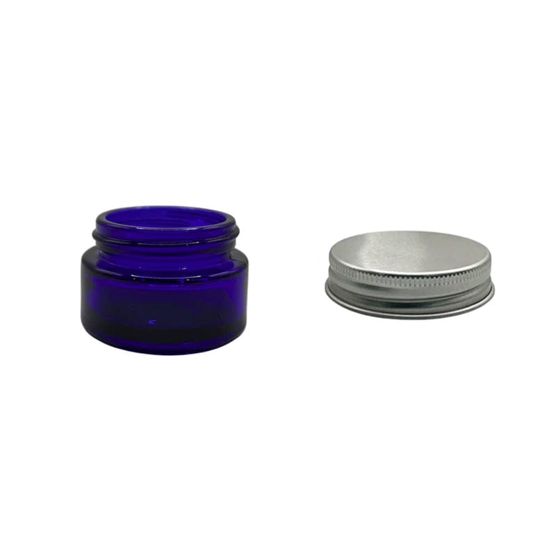 20ml Blue Glass Jar With Silver Aluminium Lid