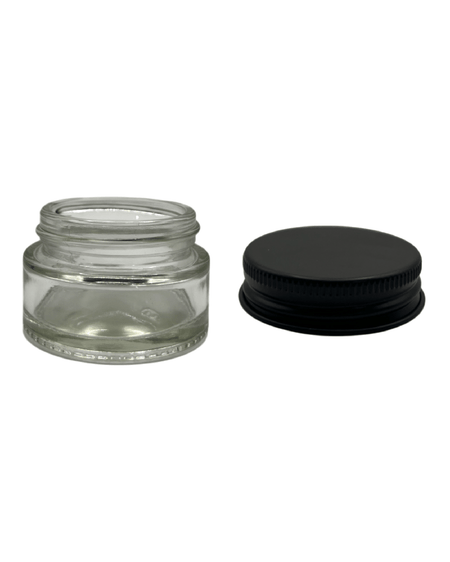 20ml Clear Glass Jar With Black ABS Lid - Pack of 15