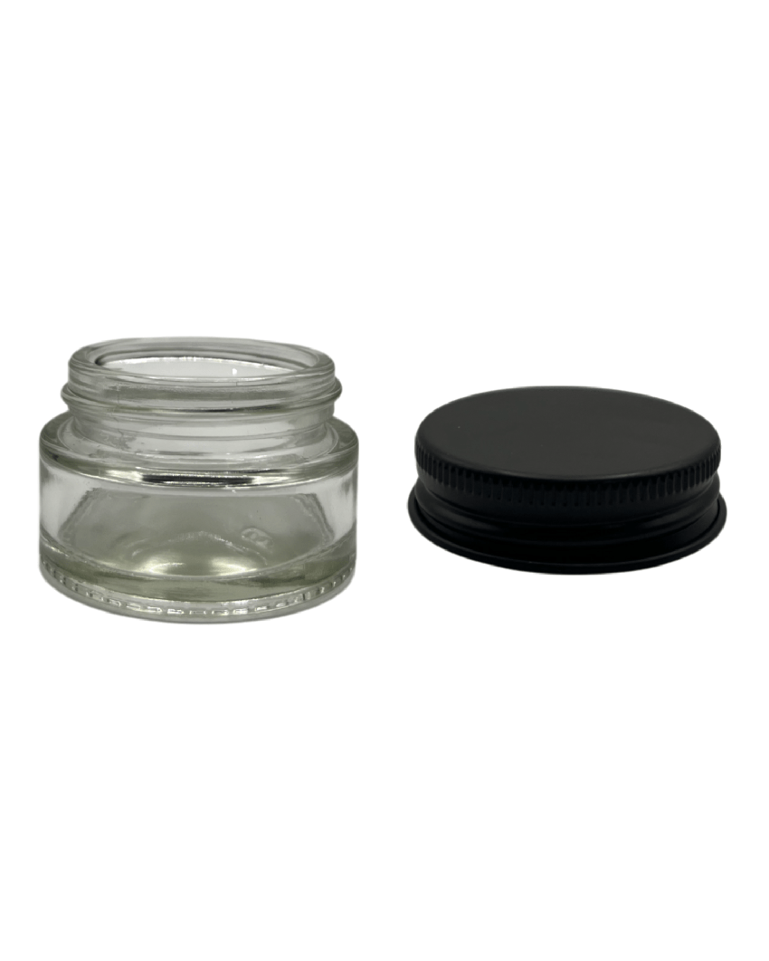 20ml Clear Glass Jar With Black ABS Lid - Pack of 15