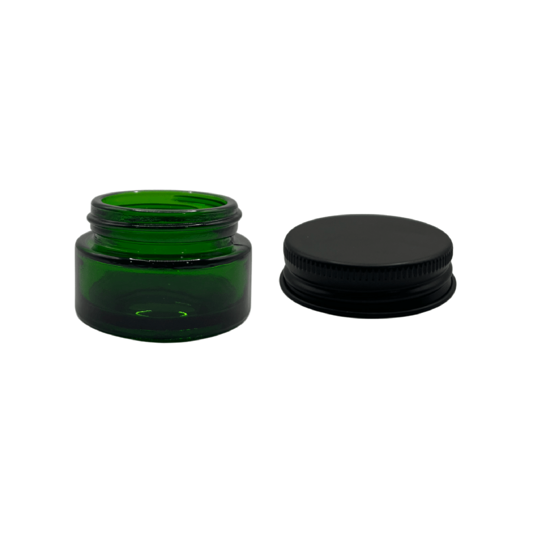 20ml Green Glass Jar with Matte Black Aluminium Lid