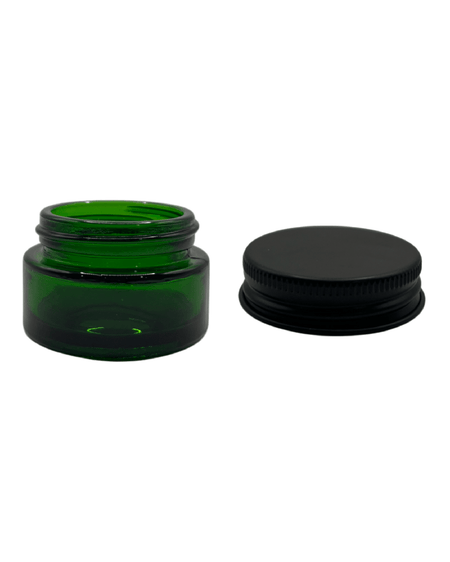 20ml Green Glass Jar with Matte Black Aluminium Lid
