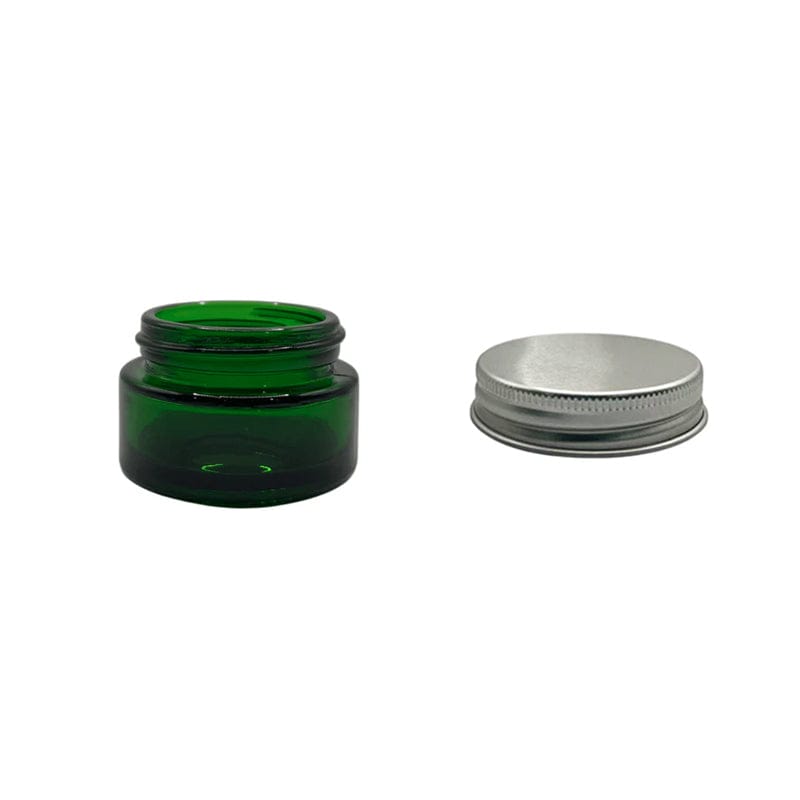 20ml Green Glass Jar With Silver Aluminium Lid