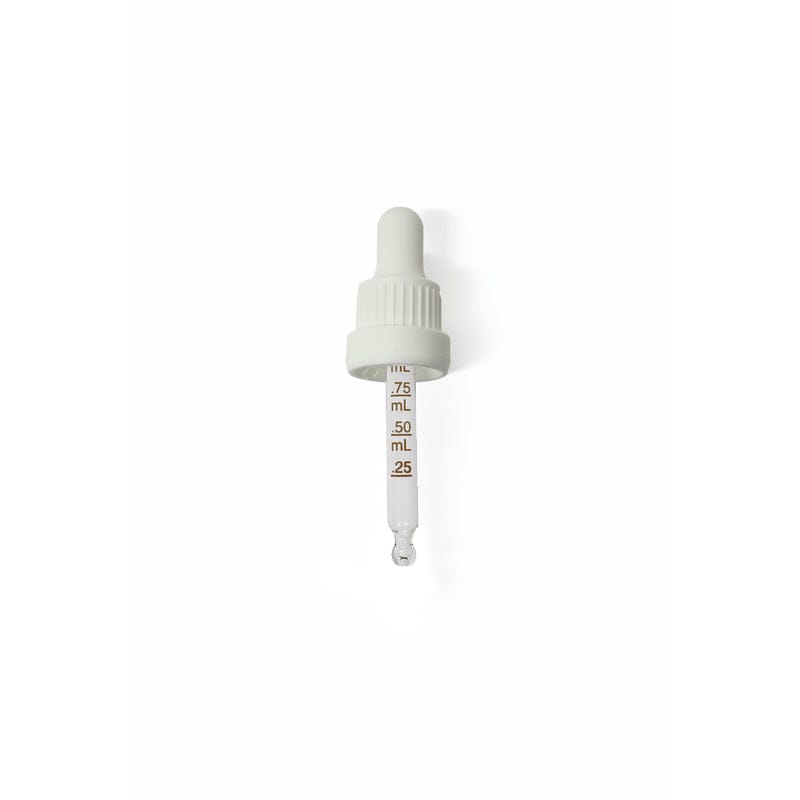 20ml White Graduated Etched Tamper Evident Ball End Dropper Pipette (Type III) DIN18