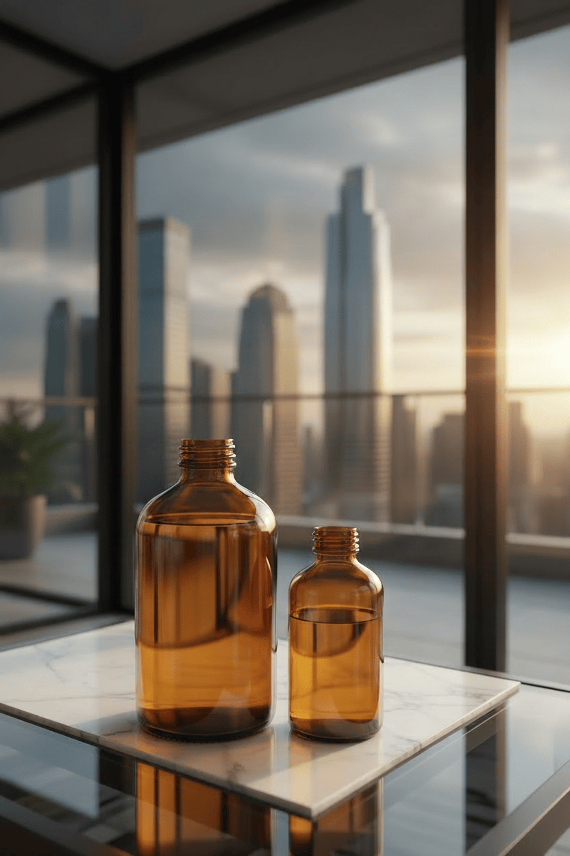 250ml Amber Boston Glass Bottle