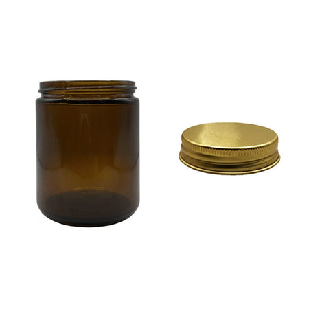 250ml Amber Glass Jar With Gold Aluminium Lid