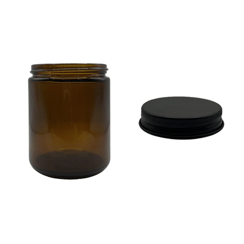 250ml Amber Glass Jar With Matte Black Aluminium Lid