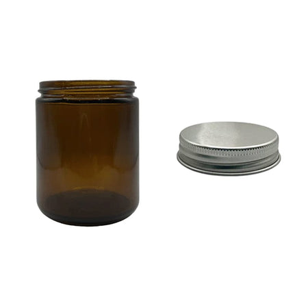 250ml Amber Glass Jar With Silver Aluminium Lid