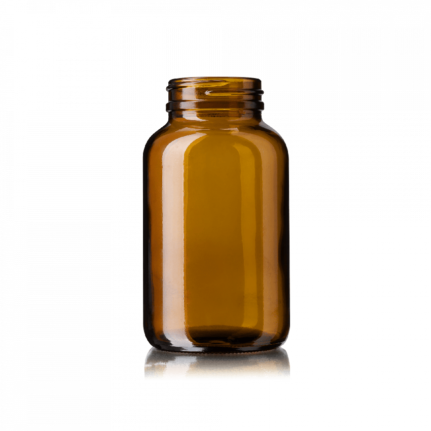 250ml Amber Vitamin Glass Jar with Silver Tinplate Lid