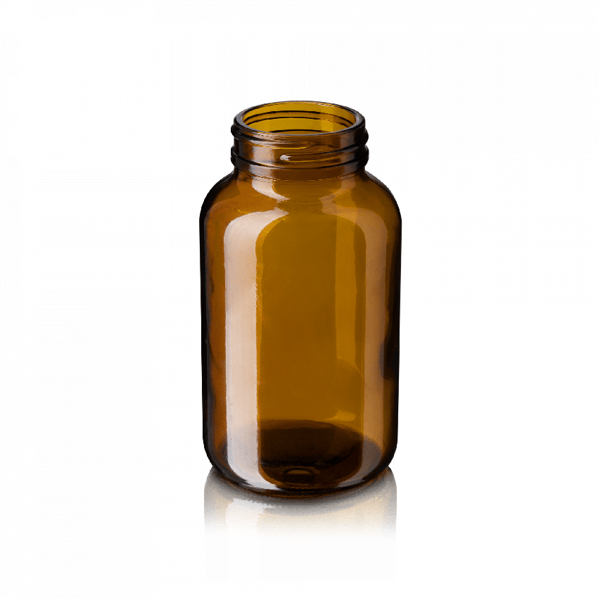250ml Amber Vitamin Glass Jar with Silver Tinplate Lid