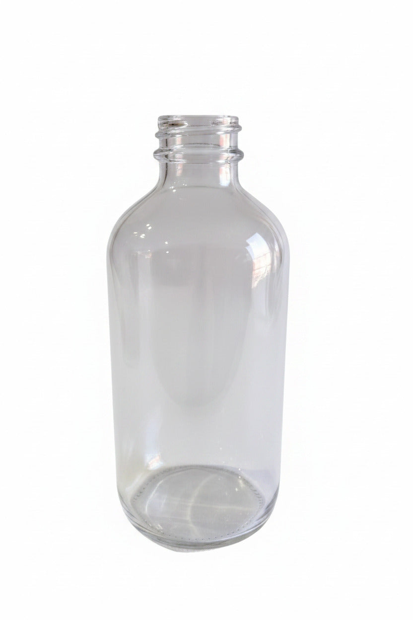 250ml Clear Boston Bottle with White Lotion Pump Dispenser