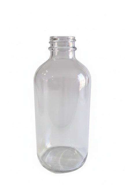 250ml Clear Boston Bottle with White Lotion Pump Dispenser