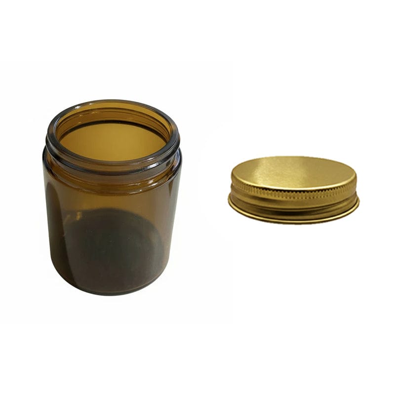 250ml Premium Amber Glass Jar With Gold Aluminium Lid - Pack of 15