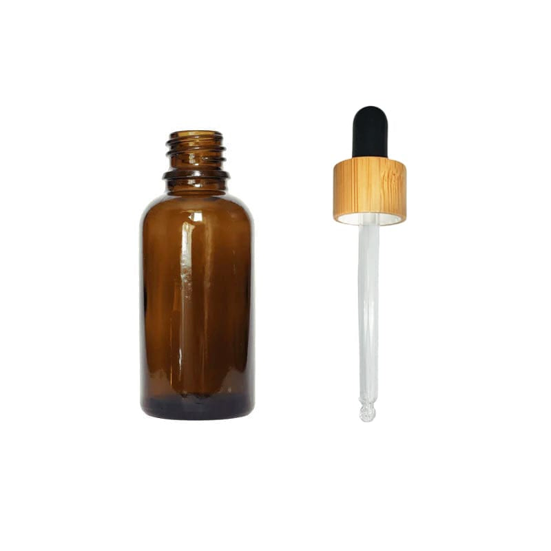 30ml Amber Glass Dropper Bottle with Black Bamboo Dropper