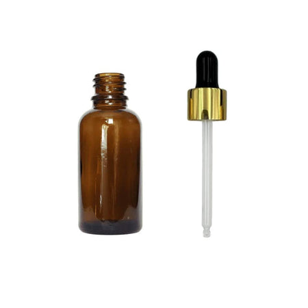 30ml Amber Glass Dropper Bottle with Black & Gold Dropper