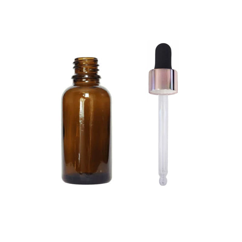 30ml Amber Glass Dropper Bottle with Black & Rose Gold Dropper