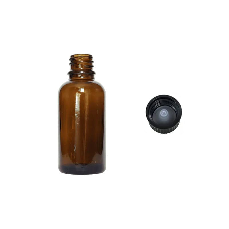 30ml Amber Glass Dropper Bottle with Urea Black Cap with Polycone Insert DIN 18mm