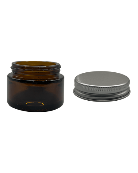 30ml Amber Glass Jar With Silver Aluminium Lid - Pack of 15