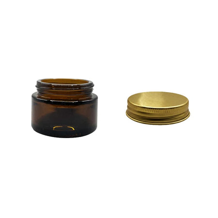 30ml Amber Glass Jar With Gold Aluminium Lid - Pack of 15
