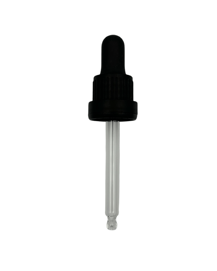 30ml Frosted Clear Glass Dropper Bottle with 30ml Black TE BEP - Pack of 12