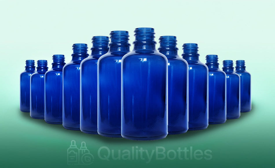 30ml Blue Glass Dropper Bottle with 30ml Black TE BEP - Pack of 12