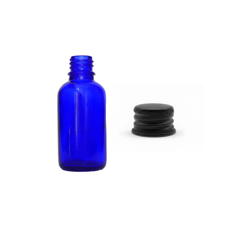 30ml Blue Glass Dropper Bottle with Black Aluminium Cap