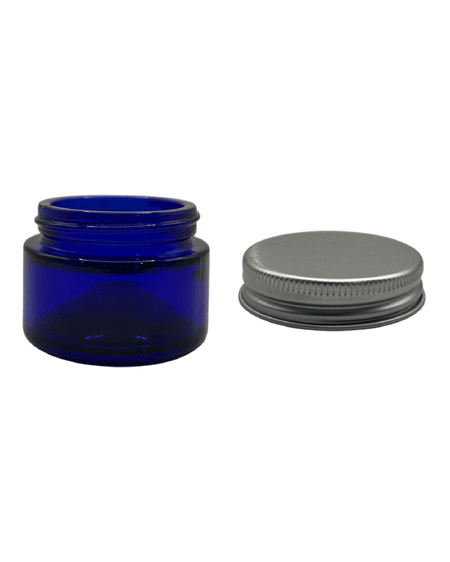 30ml Blue Glass Jar with Aluminium Silver Lid