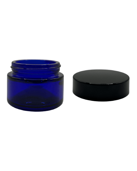 30ml Blue Glass Jar with Black ABS Lid
