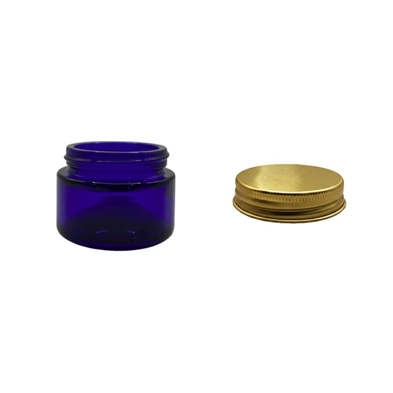 30ml Blue Glass Jar With Gold Aluminium Lid - Pack of 15