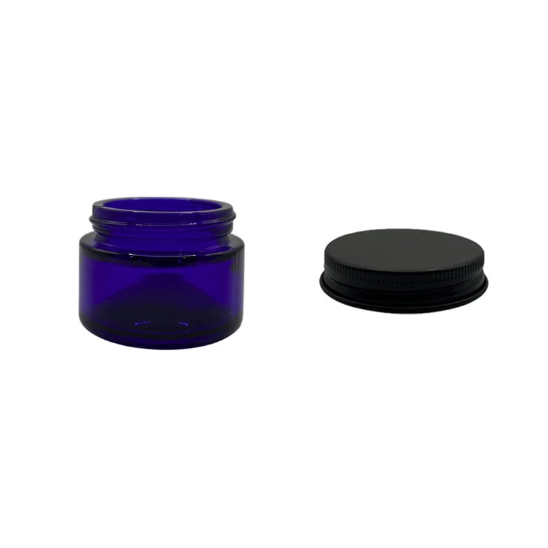 30ml Blue Glass Jar With Matte Black Aluminium Lid