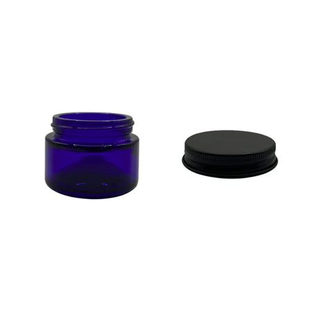 30ml Blue Glass Jar With Matte Black Aluminium Lid