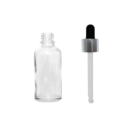 30ml Clear Glass Dropper Bottle with Black & Silver Dropper