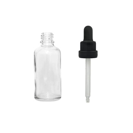 30ml Clear Glass Dropper Bottle with Black Tamper Evident Dropper (Type III)