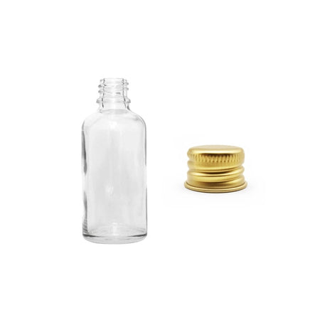30ml Clear Glass Dropper Bottle with Gold Aluminium Cap
