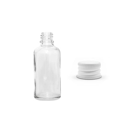 30ml Clear Glass Dropper Bottle with White Aluminium Cap