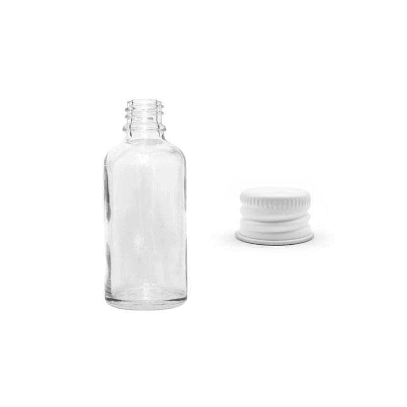 30ml Clear Glass Dropper Bottle with White Aluminium Cap