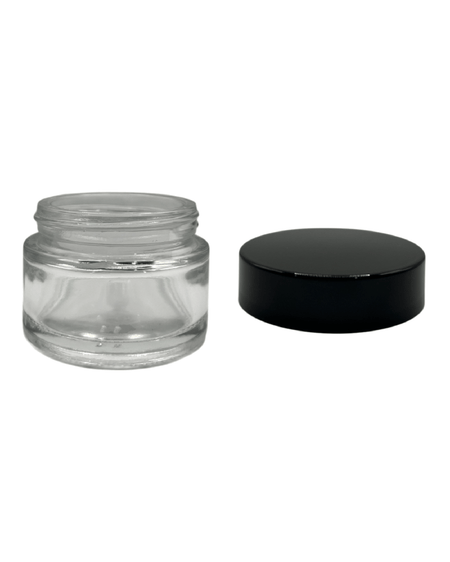 30ml Clear Glass Jar with Black ABS Lid
