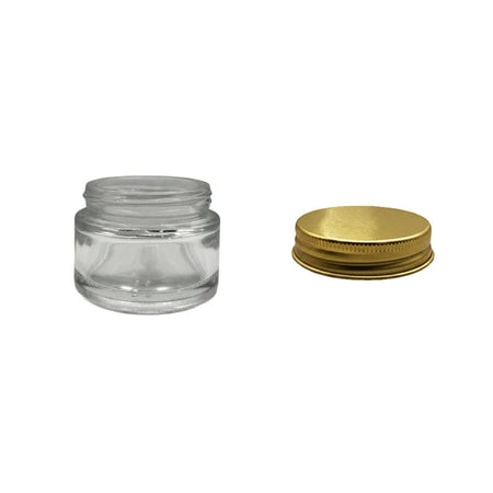 30ml Clear Glass Jar With Gold Aluminium Lid - Pack of 15