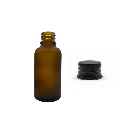 30ml Frosted Amber Glass Dropper Bottle with Black Aluminium Cap