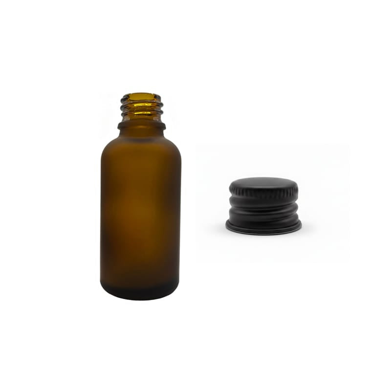 30ml Frosted Amber Glass Dropper Bottle with Black Aluminium Cap