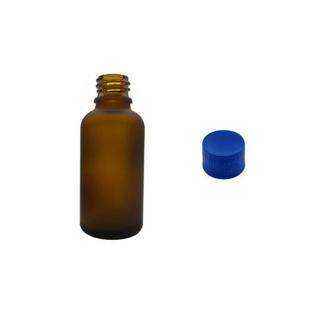 30ml Frosted Amber Glass Dropper Bottle with Blue PP Wadded Cap DIN 18mm