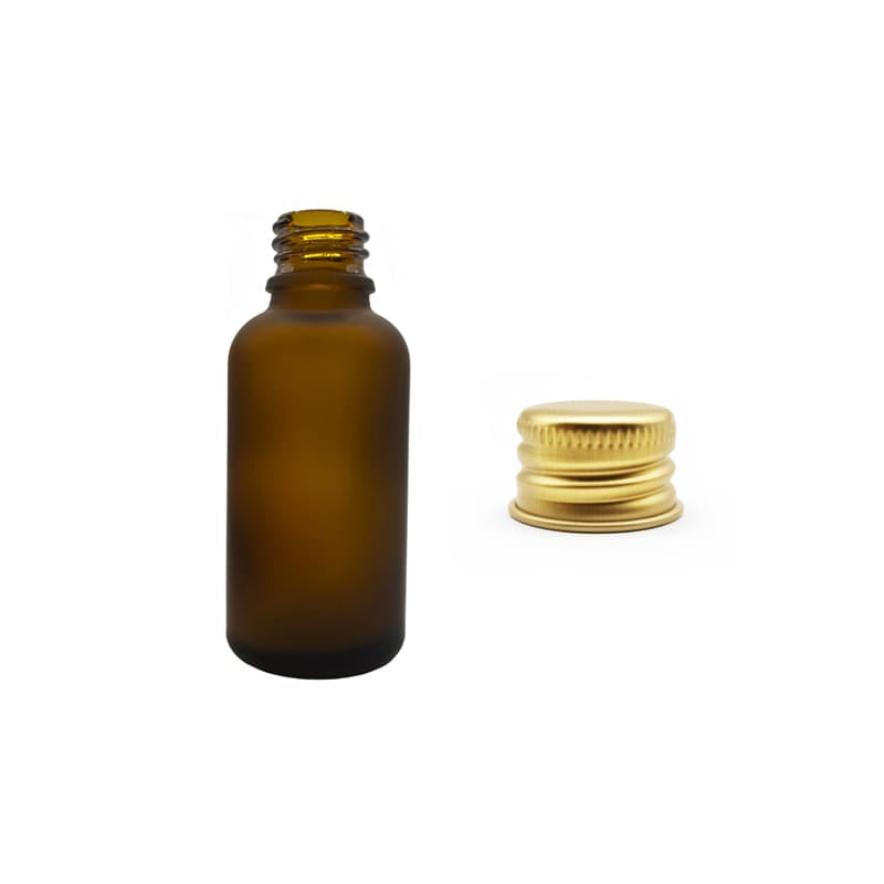 30ml Frosted Amber Glass Dropper Bottle with Gold Aluminium Cap