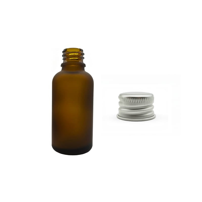 30ml Frosted Amber Glass Dropper Bottle with Silver Aluminium Cap
