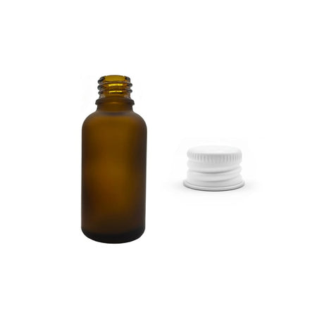 30ml Frosted Amber Glass Dropper Bottle with White Aluminium Cap