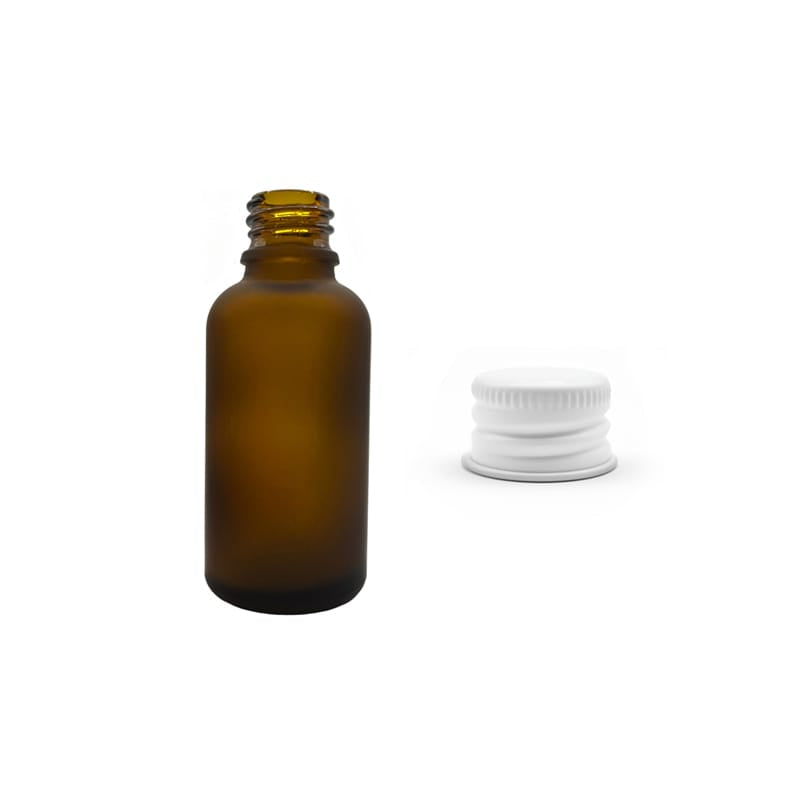 30ml Frosted Amber Glass Dropper Bottle with White Aluminium Cap