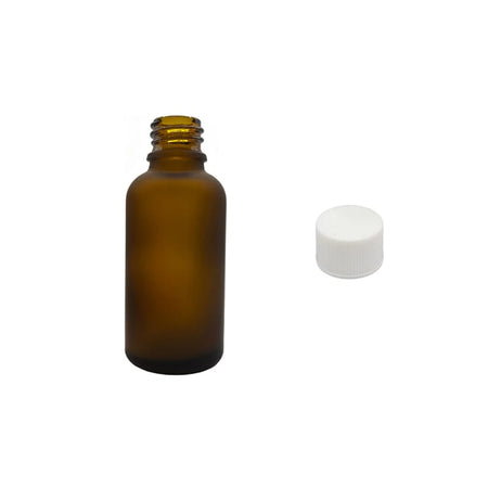 30ml Frosted Amber Glass Dropper Bottle with White PP Wadded Cap DIN 18mm
